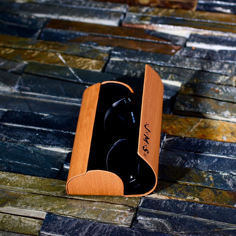 Personalised Spectacle Case in Light or Dark Brown for Etsy UK