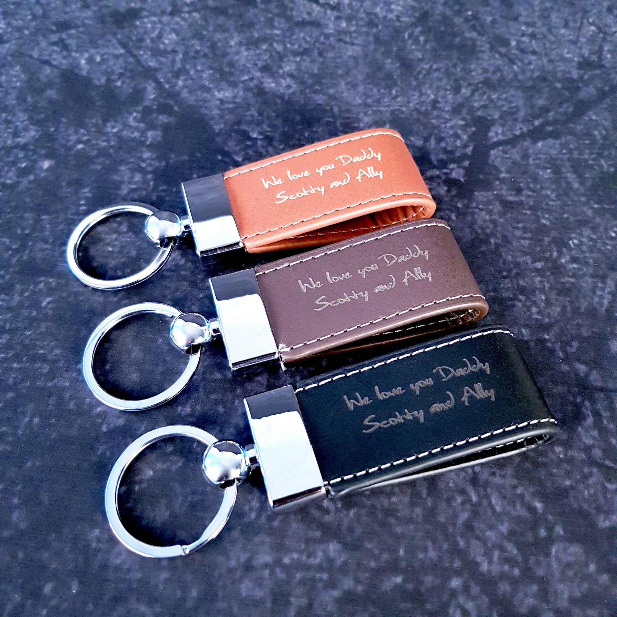 Personalised Full-grain Leather Keychain Keyring Add a Name - Etsy