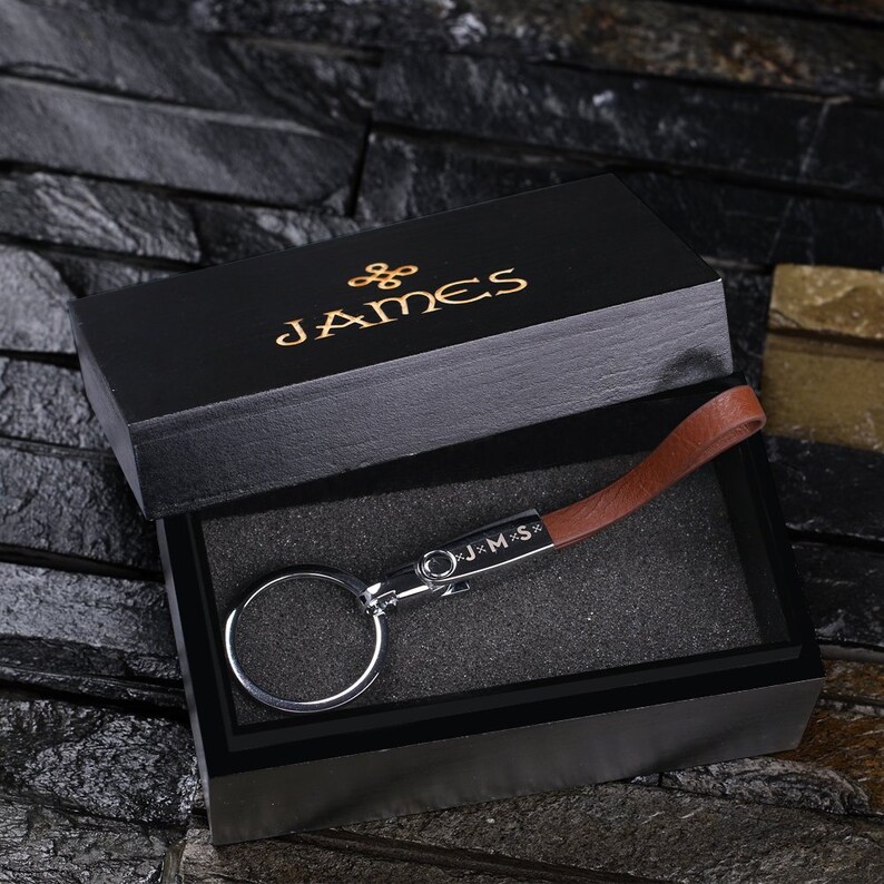 Leather Keyring Birthday Name Optional Engraving Kyle