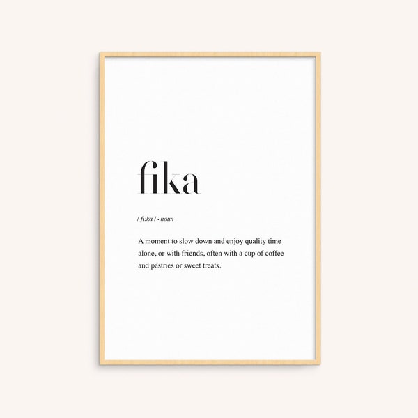 Fika Definition, Fika Wall Decor, Nordic Home Decor, Scandinavian Art, Office Wall Decor, Swedish Nordic Print, "Relax and have a coffee"
