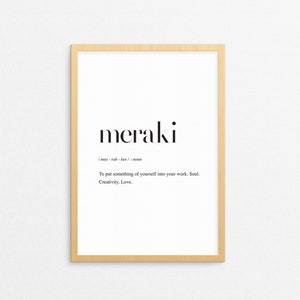 Meraki Definition Print, Greek Wall Art, Greek Word Definition, Greek Wall Decor, Inspiring Word Definition, Wise Word Creative Printable