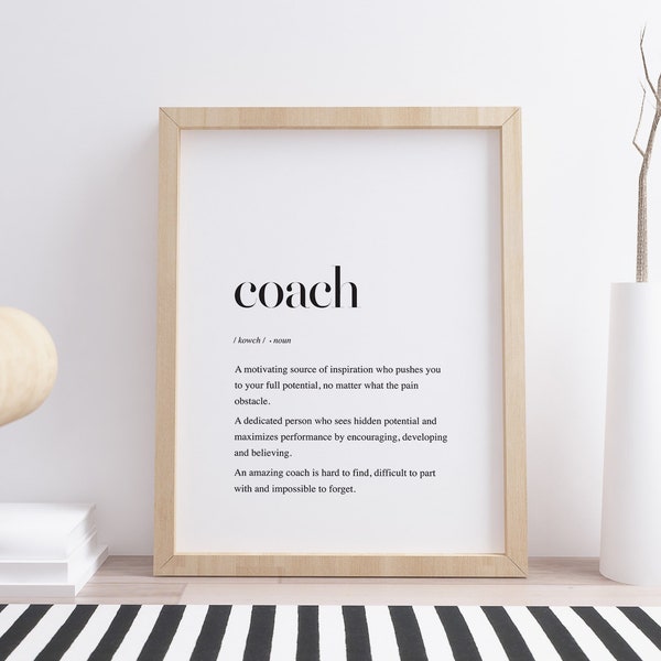Coach Definition Printable Wall Art, Personal Trainer Gift, Coach Gift, Trainer Wall Art, Coach Digital Download Poster, Sport Print Decor