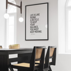 Life is Like Riding a Bike, To Keep Your Balance You Have To Keep Moving Printable, Albert Einstein, Cool Quote, Bike Print, Cyclist Gift image 7