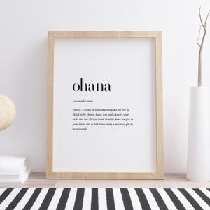 Ohana Definition Print, Hawaiian Wall Art, Family Definition Poster Decor, Inspirational Art, Minimalist Wall Decor, Family  Quote Printable