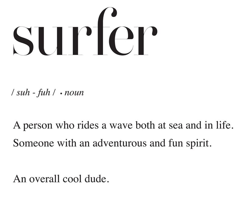 Surfer Definition Printable Wall Art Surfing Description Etsy