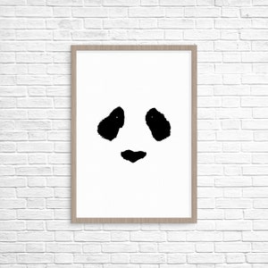 Panda, Minimalist Print, Nursery Art, Graphic Art, Print Design, Wall Decor, Printable Gift, Asia Print, China, Black and White Poster, B&W
