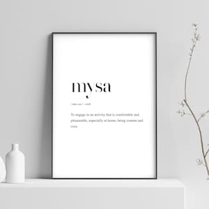 Mysa Definition Print, Swedish Scandinavian Nordic Typography Poster, Dictionary Quote Printable, Swedish Wall Art