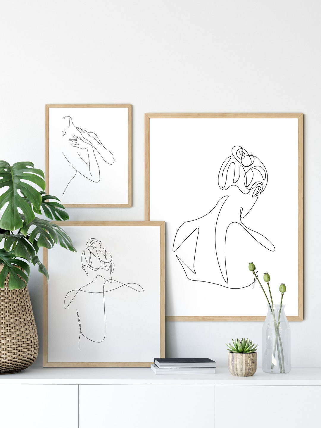 Line Art Print Set of 3 Prints, Female Body Lines, Art Print One Line ...