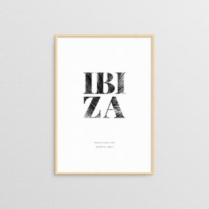 Ibiza Poster Print - Ibiza Art Print, Ibiza Island, Minimalist Travel Poster, Ibiza Poster, Beach Vacation Wall Decor, Text Poster, Spain