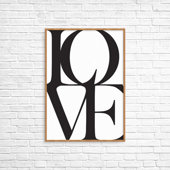 Love Script Love Landscape Print Handwritten Print Modern Typography Minimalist Poster Scandinavian Wall Art Affiche Scandinave Horizontal