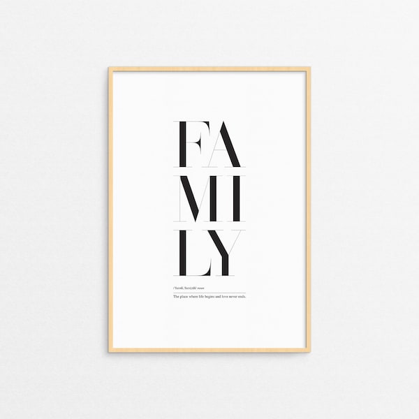 Family Definition Wall Print - Wall Art, One word meaning, Love Print, Family Print