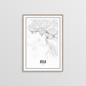 Oslo Karte Drucken, Norwegen Karte Kunst Poster, Stadtstraße Fahrplan Druck, herunterladbare Kunst, Kinderzimmer Wand Büro-Dekor, druckbare Karte