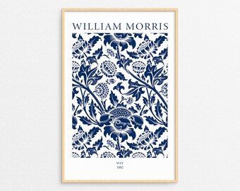 William Morris Print Wey Pattern - Art Nouveau Wall Art - Blue and White Vintage Poster, William Morris Blue Art, Vintage Blue Floral Print