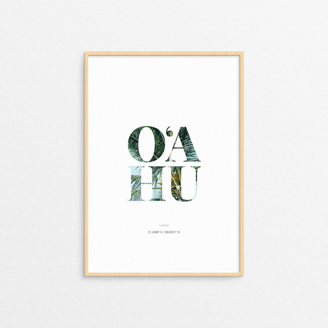 Oahu Poster Print Oahu Hawaii Art Print, Oahu Island, Minimalist Travel