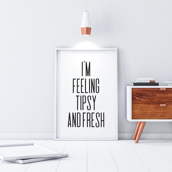 Me siento fresco y achispado (imprimible), cita minimalista divertida, letras largas imprimibles, impresión fresca y achispada, descarga digital