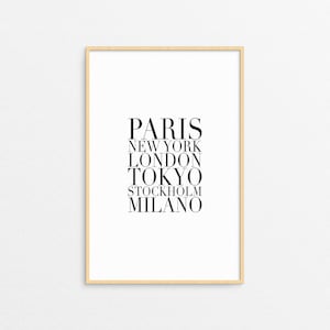 City wall print Paris New York London Tokyo Stockholm Milano Home wall art, Fashion Cities Print.