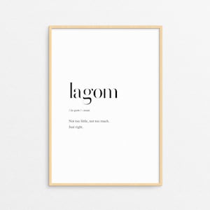 Lagom Definition Print, Swedish Scandinavian Nordic Printable, Swedish Art, Minimalist Art, Swedish Decor, Lagom Quote