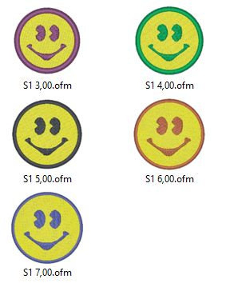 Smilie Embroidery File for Embroidery Machines 5 Sizes Pes Dst Exp Xxx Shv Jef Jef Hus Vip Ofm