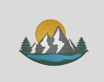 Baviera Montañas Senderismo Escalada Camping al aire libre Parche 3 Tamaños Archivo de bordado para máquinas de bordar pes pcs dst exp xxx shv jef+ hus vip ofm