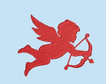 Diseño de bordado de Cupido | Patrón de bordado de ángel | Bordado de San Valentín | Silueta de ángel romántico