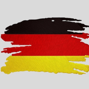 Puede incluir: Una bandera alemana desgastada, descolorida y deshilachada con rayas negras, rojas y amarillas. La bandera es un símbolo de Alemania y su identidad nacional.