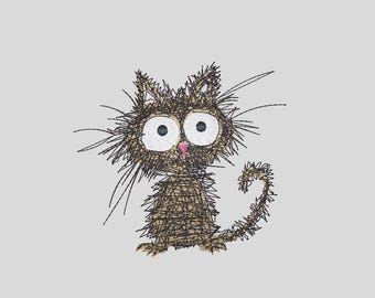 Archivo de bordado de gato doodle para máquinas de bordar pes pcs dst exp xxx shv jef+ hus vip ofm cono escolar