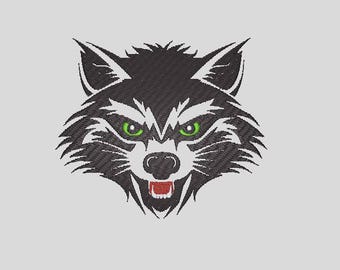 Archivo de bordado de mapache para máquinas de bordar pes pcs dst exp xxx shv jef+ hus vip ofm