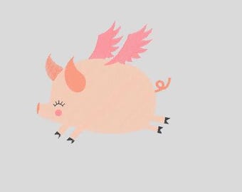 Wing pig lucky pig pig archivo de bordado para máquinas de bordar 3 tamaños pes dst pcs exp xxx shv jef+ hus vip ofm