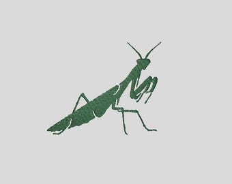 Archivo de bordado mantis religiosa para máquinas de bordar pes dst pcs exp xxx shv jef+ hus vip ofm 9 tamaños
