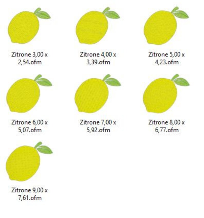 Lemon Embroidery File for Embroidery Machines 7 Sizes Pes Dst Exp Xxx Shv Jef Hus Vip Ofm Etsy