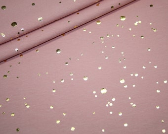 Jersey fabric old pink pink dots gold
