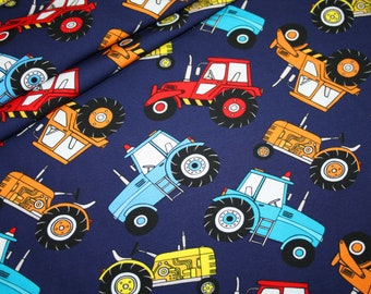Jersey fabric tractor blue