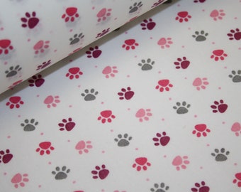 Beschichtete Baumwolle Stoff Hunde Pfoten rosa pink