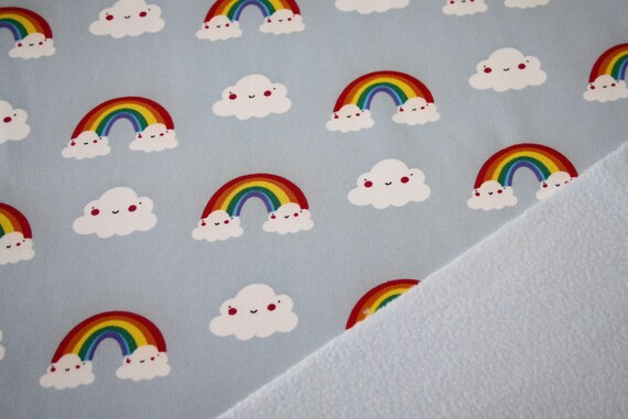 Regenbogen Softshell Stoff Bunt Soft Shell Stoff Softshell Blau