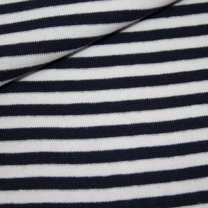 Cuff fabric blue white striped ringlets 5 mm