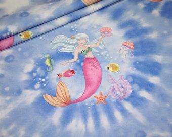 Hilco jersey tissu sirène poisson bleu