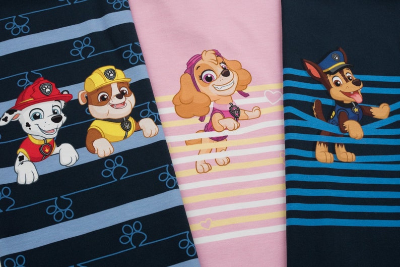 Original Jersey Fabric Paw Patrol Panel Chase Rubble Marshall Skye All 3 Pictures image 1