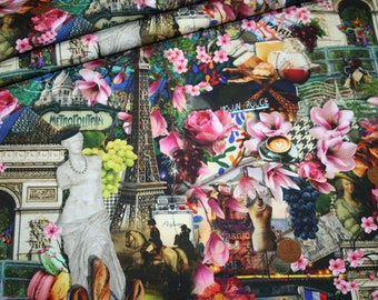 Decorative cotton fabric nostalgia I love Paris