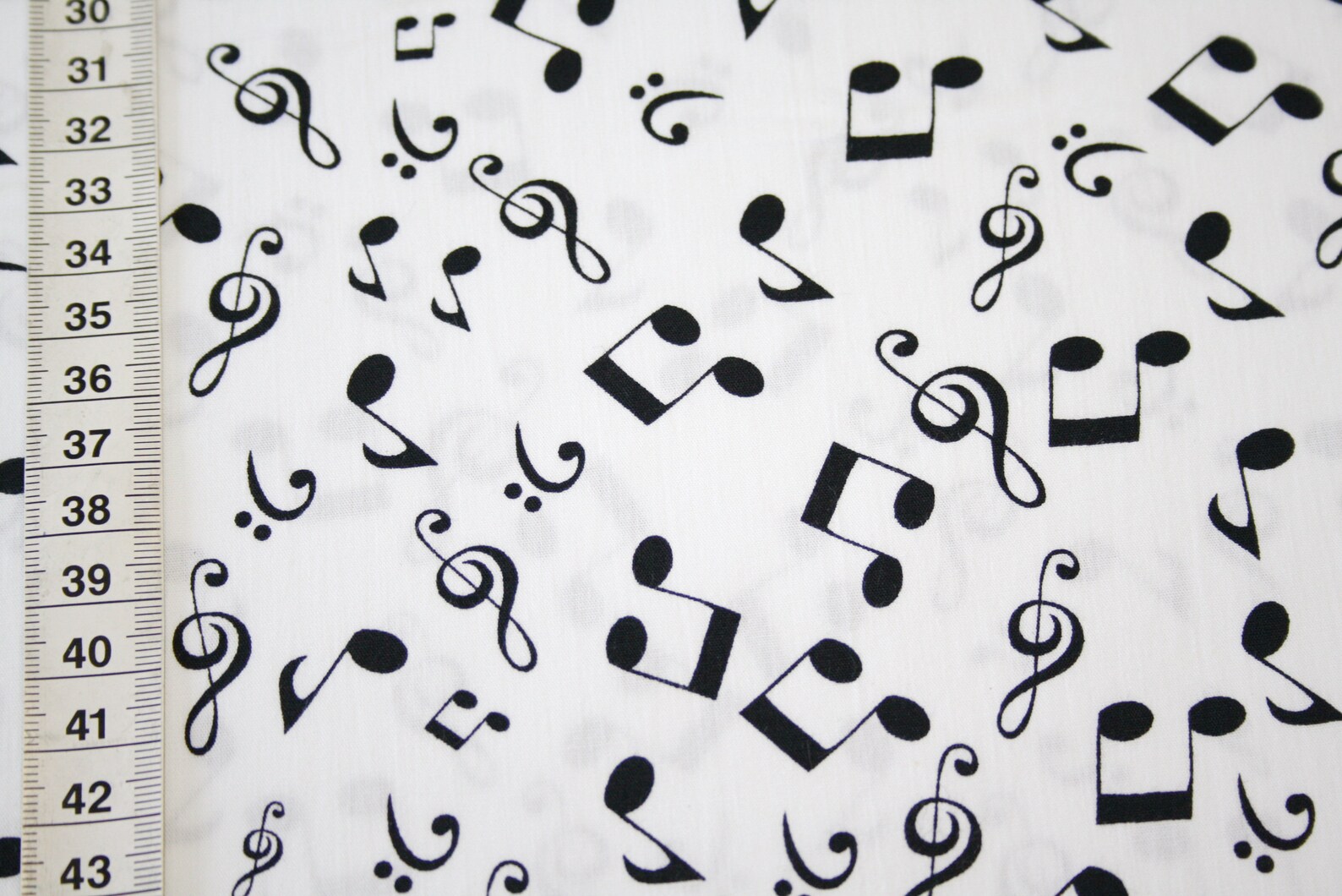 Cotton fabric notes black white Etsy