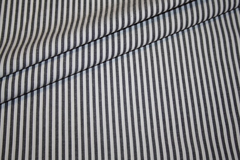 Tissu coton Vichy rayure noir 3 mm image 1