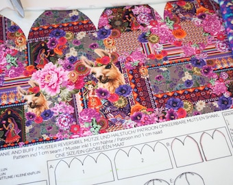 Stenzo French Terry Jersey Hoeden Paneel Roze Bloemen Lama