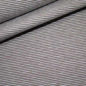 Jersey Stoff Mini Streifen weiß - beige braun
