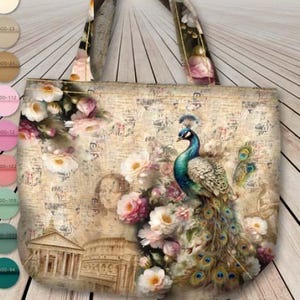 Stenzo Strand Shopper Taschen Panel fester Canvas  Stoff Peacock fantasy world 25503 Nur Stoff