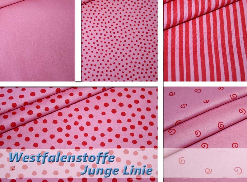 Tissu en coton Westfalenstoffe rayures roses ligne garçon image 3