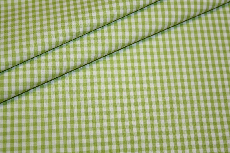 Tissu coton Vichy check vert 3 mm image 1