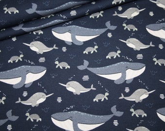 Hilco Polar Animals by Jatiju tissu jersey animaux baleines bleu