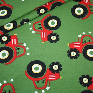 Jersey tela tractor verde rojo imagen 1