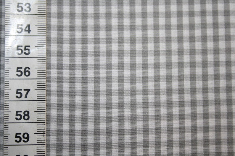 Tissu coton Vichy check gris 3 mm image 2