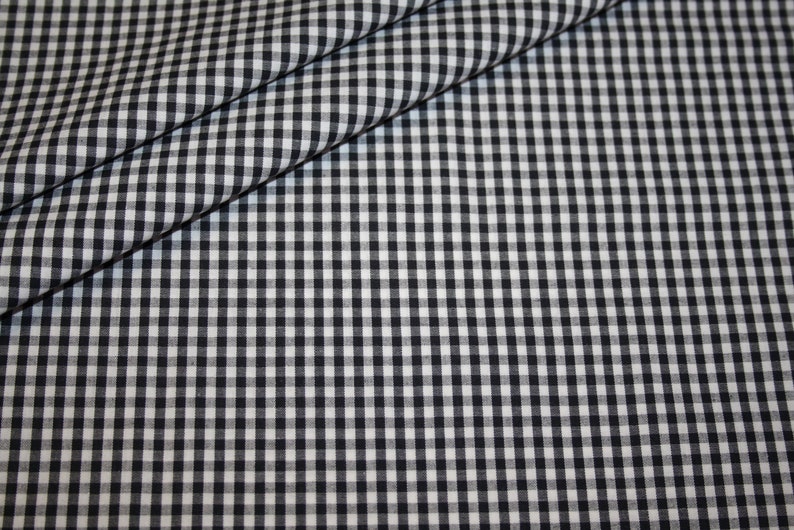 Cotton fabric Vichy check black 3 mm image 1