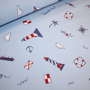 Cotton fabric decorative fabric linen look maritime